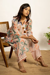 Hasina Kurta Set-Peach