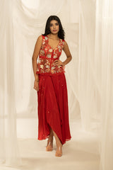 Francine draped skirt - Red