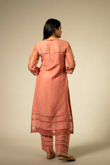 Eva Kurta Set - Coral Peach