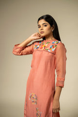 Eva Kurta Set - Coral Peach