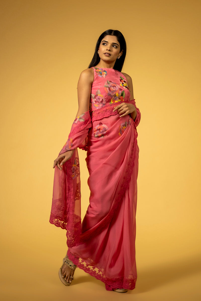 Saree - Punch Pink