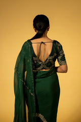 Suchi Saree Bottle green