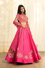 Satyabhama Lehenga Set - Hot Pink