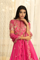 Satyabhama Lehenga Set - Hot Pink