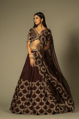 Nyra Lehenga set Peacan brown