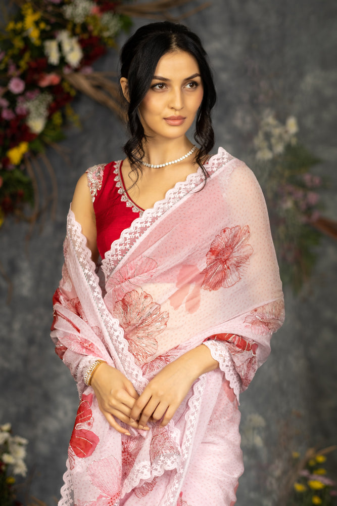 Aanya Saree-  Powder Pink