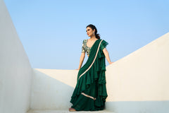 Louise draped saree - Basil Green