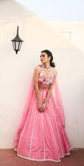 Florentine Lehenga set - Vintage Pink