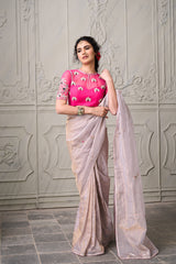 Charvi Tissue Saree-Lilac Grey