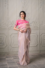 Charvi Tissue Saree-Lilac Grey