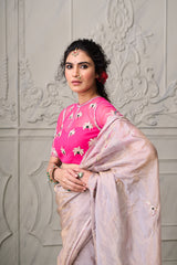 Charvi Tissue Saree-Lilac Grey